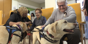 Gossos i nines per millorar el benestar de la gent gran de l’hospital de Jesús