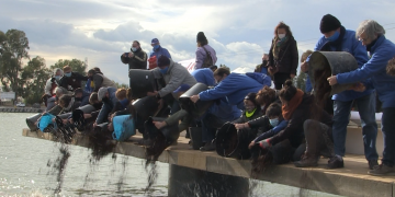 Aboquen més de 200 quilos de sorra a l’Ebre per exigir una baixada de sediments al riu