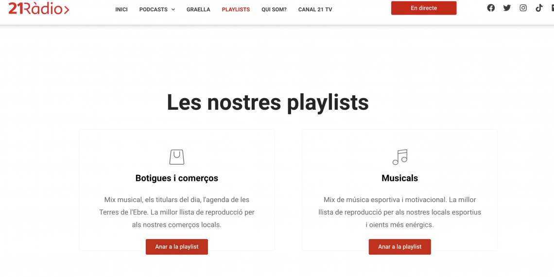 21 Ràdio posa en marxa un sistema de playlist per crear la ràdio al gust del consumidor