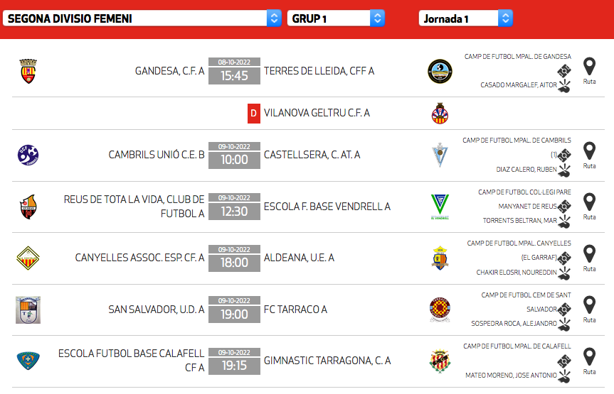 Tret de sortida a la Segona Divisió Femenina (Grup I), amb dos representats ebrencs: Gandesa i Aldeana