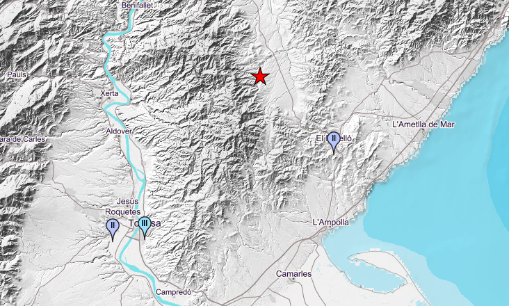 El Baix Ebre tremola de nit amb un sisme de magnitud 3,4