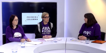 Entrevista a Cinta Baranda (UGT), Tere Guimerà (CCOO) i Maribel Piñol (USOC)