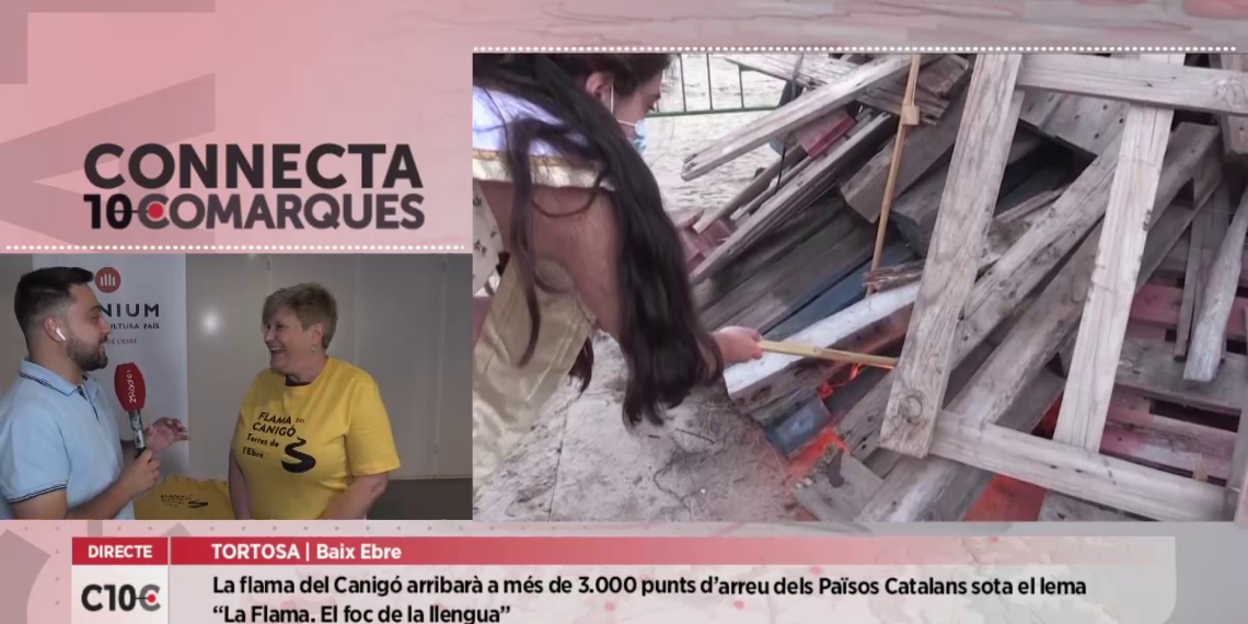 Òmnium Cultural a l’Ebre prepara el repartiment de la Flama del Canigó en un dels actes del seu 50è aniversari a l’Ebre