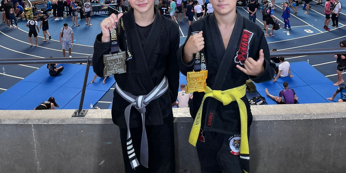 Àlex Alañá i Daria Belgum, de l’Alañá Team de Batea, or i plata, respectivament, a l’Europeu de jiu jitsu