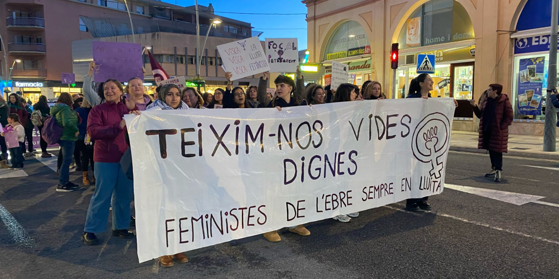Vaga Feminista i altres col·lectius tenyeixen de lila els carrers de Tortosa pel 8-M