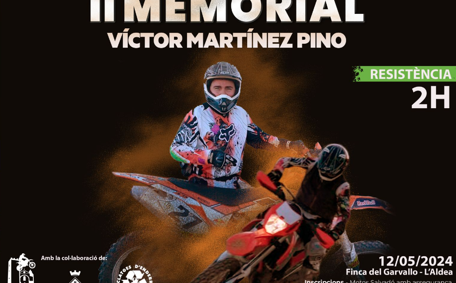 El segon Memorial Víctor Martínez Pino es celebrarà a l’Aldea amb format  resistència de 2 hores per parelles