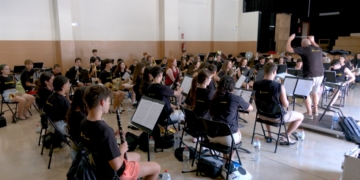 La Banda Simfònica de la Diputació assaja a Rasquera dos concerts que farà a Amposta i l’Hospitalet