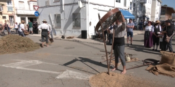 Demostració de batuda d’arròs a pota en Origens de la Ràpita