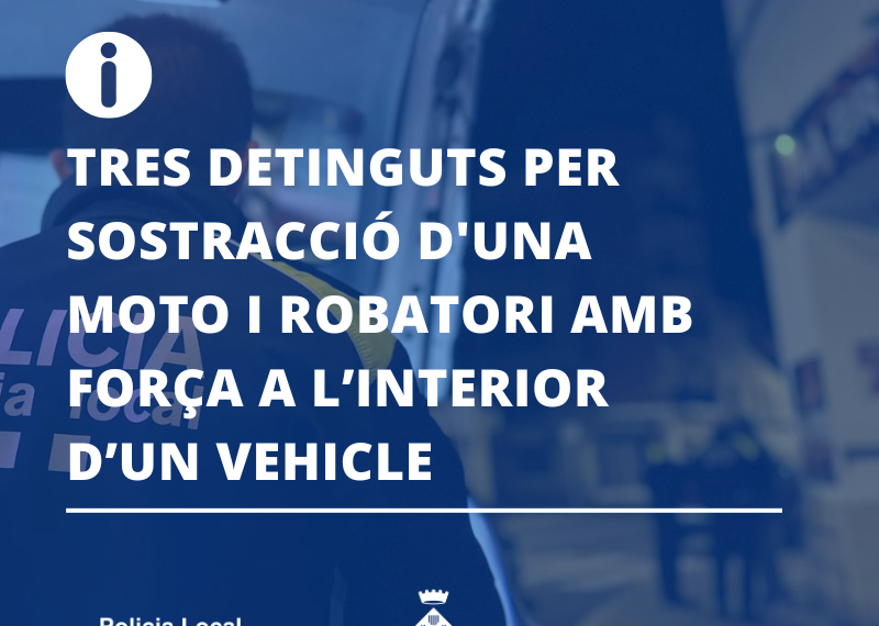 La Policia Local d’Amposta deté tres individus per la sostracció d’una motocicleta i un robatori amb força a l’interior d’un cotxe