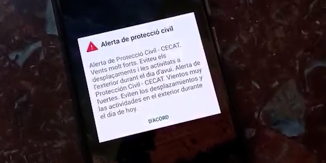 Protecció Civil activa una nova alerta als mòbils per vents molt forts durant tot el dissabte