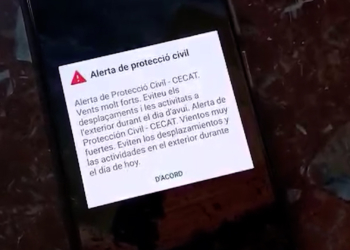 Protecció Civil activa una nova alerta als mòbils per vents molt forts durant tot el dissabte