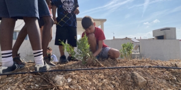 Els nens i nenes de l’Aldea planten flors per millorar el medi ambient 