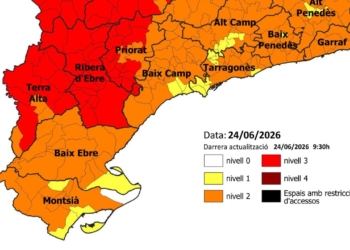 Es manté el nivell 3 d’alerta per risc d’incendi a la Ribera d’Ebre i la Terra Alta per l’onada de calor