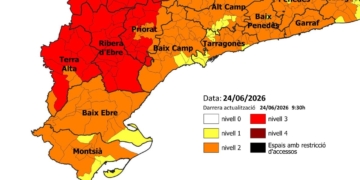 Es manté el nivell 3 de risc d’incendi a la Ribera d’Ebre i la Terra Alta per la onada de calor