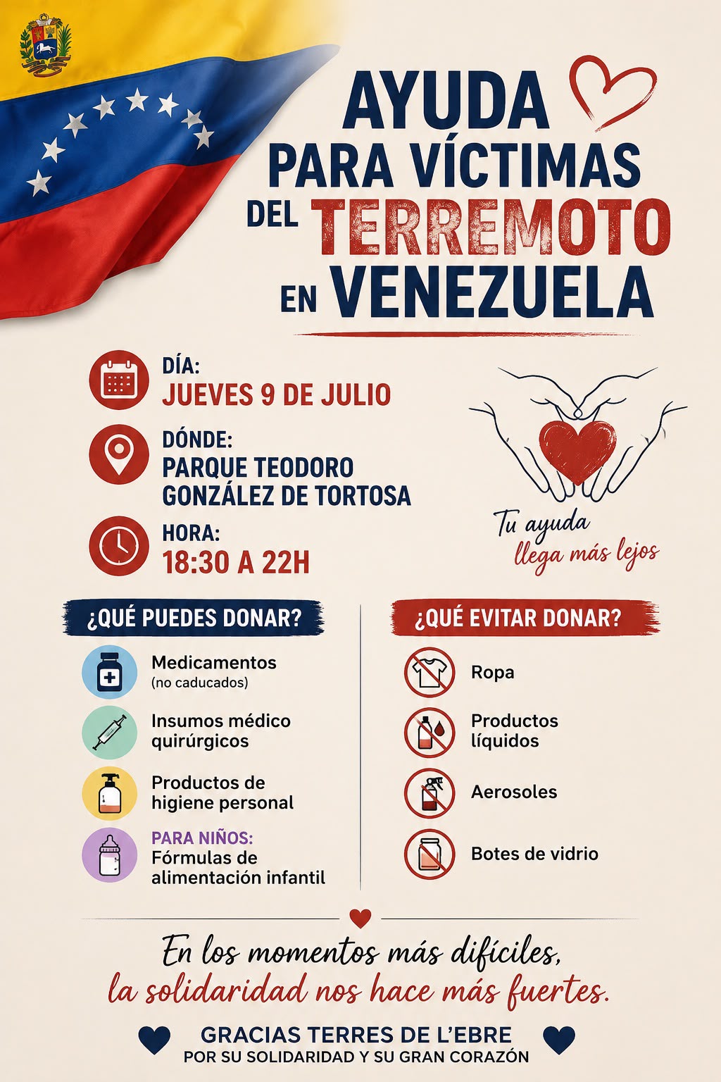 ayuda victimas venezuela tortosa