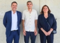 Agustí Forcadell amb representants de Movem-PSC després d’assumir el càrrec