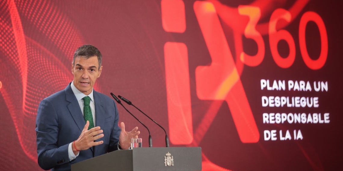 El president espanyol, Pedro Sánchez, aquest dilluns en un acte sobre IA