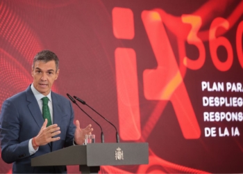 El president espanyol, Pedro Sánchez, aquest dilluns en un acte sobre IA
