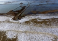 La platja de la Marquesa afectada pel temporal Glòria