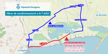 Tram de la T-2021 que quedarà tallat per adequar els sistemes de drenatge