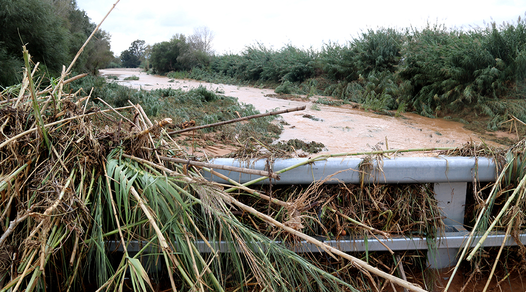 El barranc de la Galera torna a saltar la carretera C-12 i malmet la recentment inaugurada extensió de la Via Verda