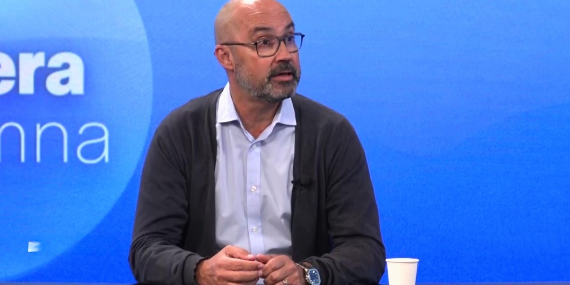 Albert Salvadó, president de la Federació d’ERC a les Terres de l’Ebre, durant l’entrevista a Canal 21