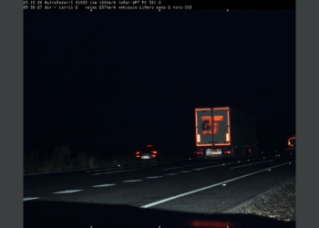 Imatge del radar que registra un vehicle a 237 km/h a l’AP-7, a l’Aldea